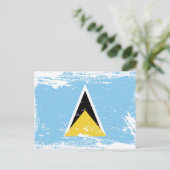 Grunge Saint Lucia vlag Briefkaart (Staand voorkant)
