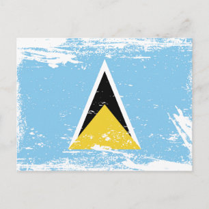 Grunge Saint Lucia vlag Briefkaart