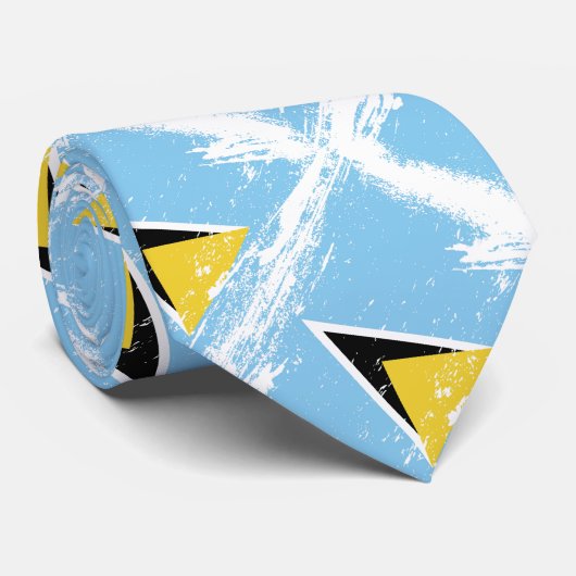 Grunge Saint Lucia vlag Stropdas (Opgerold)