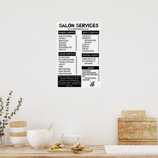 Grunge Salonmenu Poster (Keuken)