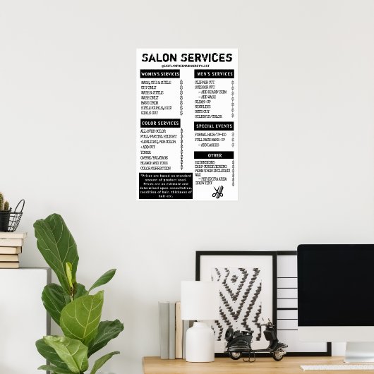 Grunge Salonmenu Poster (Thuiskantoor)