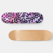 Grunge Sassy Pink Paarse Floral Sketch Persoonlijk Skateboard (Horizontaal)