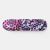 Grunge Sassy Pink Paarse Floral Sketch Persoonlijk Skateboard (Horizontaal)