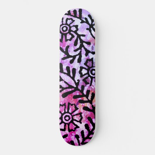 Grunge Sassy Pink Paarse Floral Sketch Persoonlijk Skateboard (Voorkant)