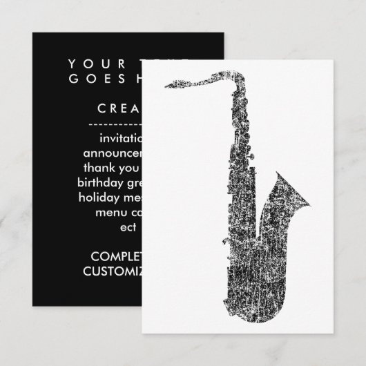 grunge saxophone kaart (Voorkant / Achterkant)