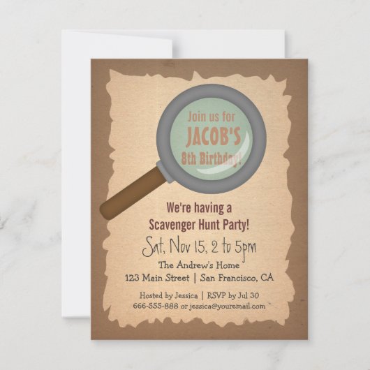 Grunge Scavenger Hunt Birthday Party Invitations Kaart (Voorkant)