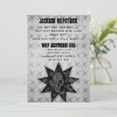 Grunge Schedel Uitnodiging Voor Jonggezellenfeest, (Staand voorkant)