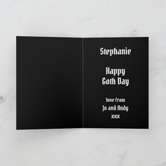 Grunge Schedels en Rozen Goth Verjaardag Kaart (Binnen)