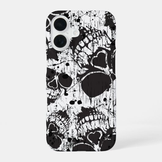 grunge schedels iPhone 16 hoesje (Achterkant)