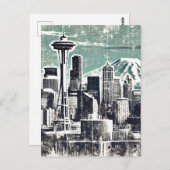 Grunge Seattle Washington Briefkaart (Voorkant / Achterkant)