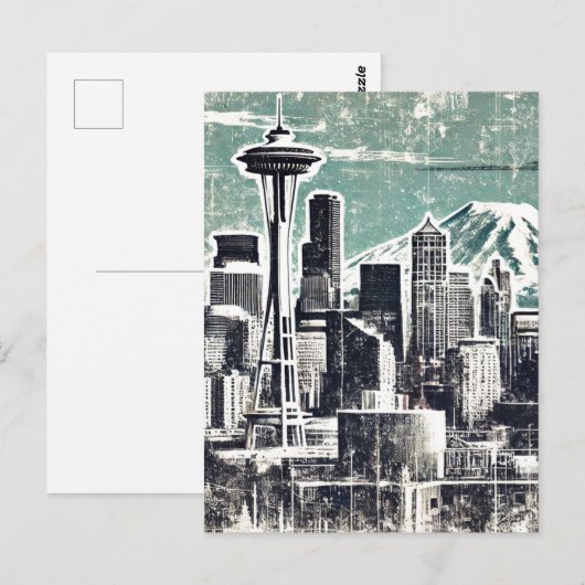 Grunge Seattle Washington Briefkaart (Voorkant / Achterkant)