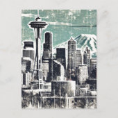 Grunge Seattle Washington Briefkaart (Voorkant)