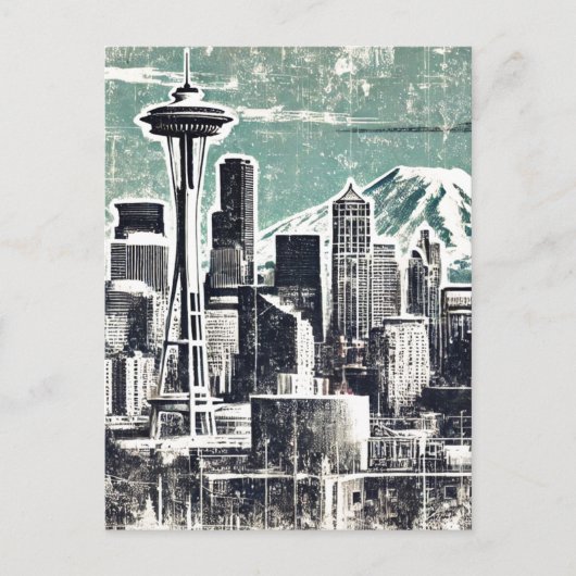 Grunge Seattle Washington Briefkaart (Voorkant)