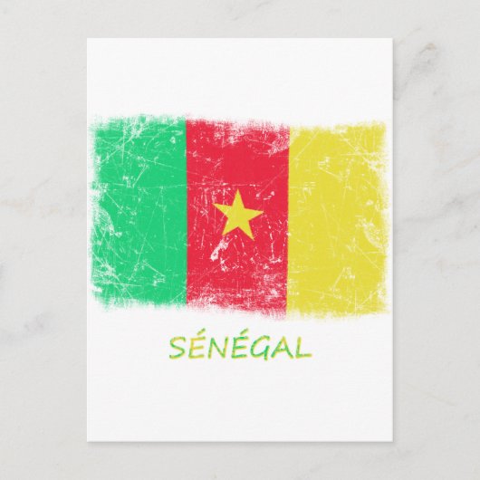 Grunge Senegal Flag Briefkaart (Voorkant)