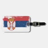 Grunge Servië vlag Bagagelabel (Voorkant horizontaal)
