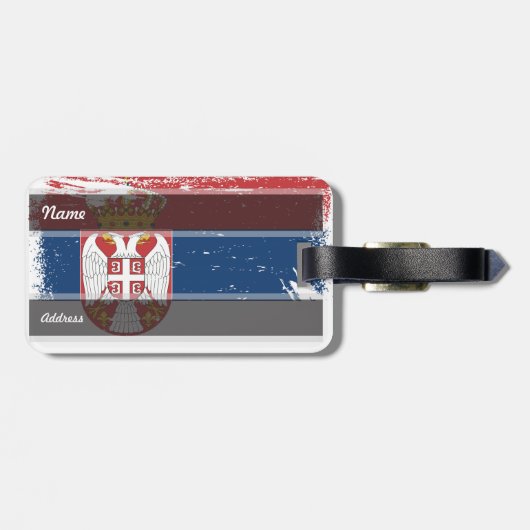 Grunge Servië vlag Bagagelabel (Achterkant horizontaal)