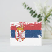 Grunge Servië vlag Briefkaart (Staand voorkant)