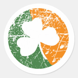 Grunge Shamrock Ronde Sticker