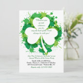 Grunge Shamrock St. Patrick's Day Invitation Kaart (Staand voorkant)