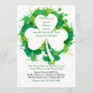 Grunge Shamrock St. Patrick's Day Invitation Kaart