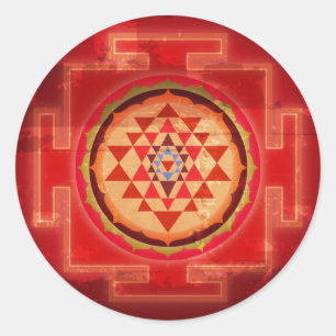 Grunge  Shree Yantra Ronde Sticker