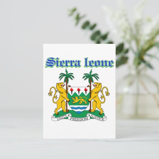 Grunge Sierra Leone wapenschild design Briefkaart (Staand voorkant)