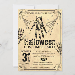 Grunge Skelet Hand Halloween Kostuums Feestje Kaart