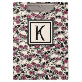 Grunge Skull and Rozen Monogrammed Cliboard Klembord (Voorkant)