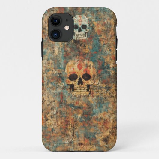 Grunge Skull Art Mobile Hoesje (Achterkant)