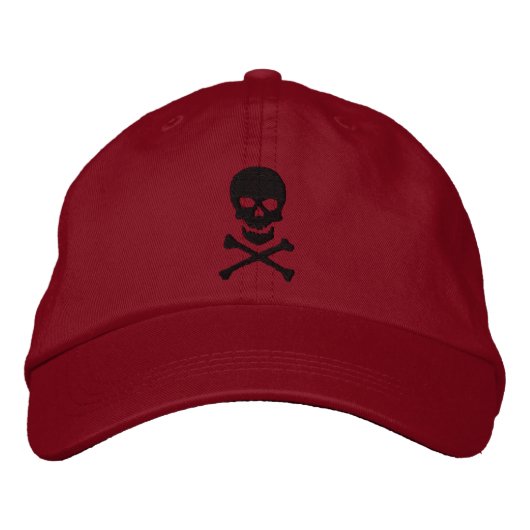 Grunge Skull en Crossbones Pet geborduurd (Voorkant)