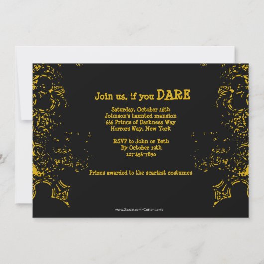 Grunge Skull Fright Night Black Invitation Kaart (Achterkant)