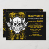 Grunge Skull Fright Night Black Invitation Kaart (Voorkant / Achterkant)