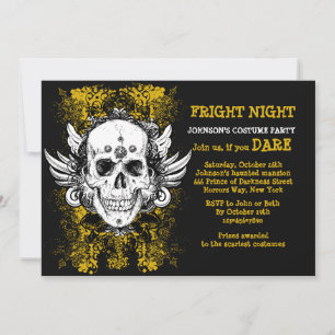 Grunge Skull Fright Night Black uitnodiging