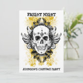 Grunge Skull Fright Night Invitation Kaart (Staand voorkant)
