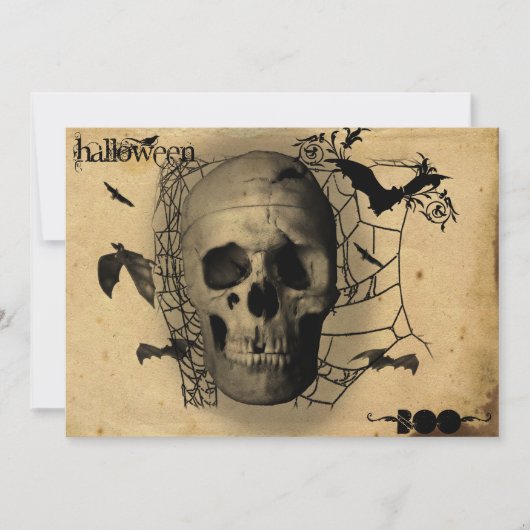 Grunge Skull Halloween Party Kaart (Voorkant)