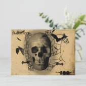 Grunge Skull Halloween Party Kaart (Staand voorkant)