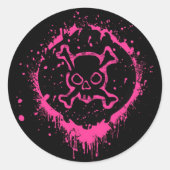 Grunge Skull Ronde Sticker (Voorkant)