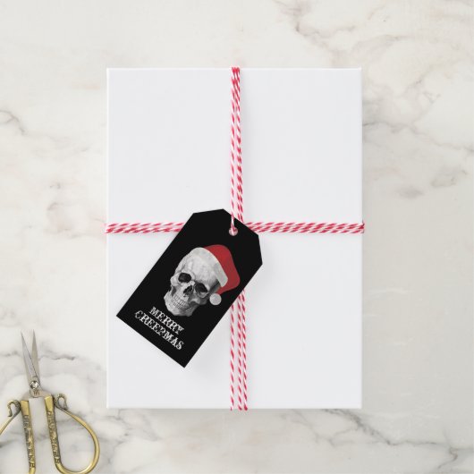 Grunge Skull Santa Cadeaulabel (Met Touw)