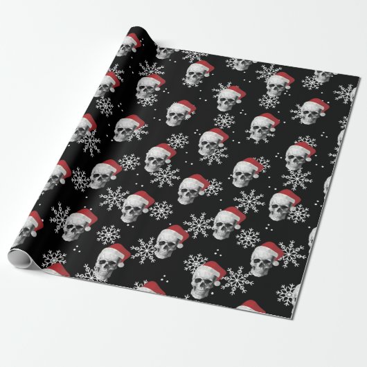 Grunge Skull Santa Cadeaupapier (Uitgerold)