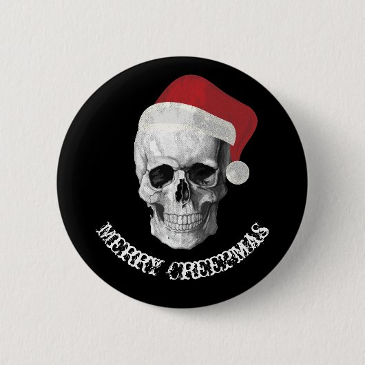 Grunge Skull Santa Ronde Button 5,7 Cm (Voorkant)
