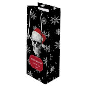 Grunge Skull Santa Wijn Cadeautas (Voorkant Gekanteld)