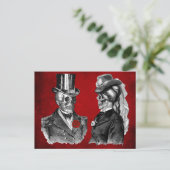 Grunge Skull Skeleton Couple Briefkaart (Staand voorkant)