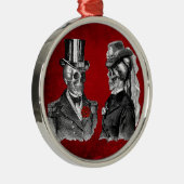 Grunge Skull Skeleton Couple Metalen Ornament (Rechts)