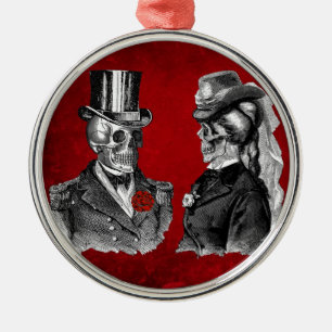 Grunge Skull Skeleton Couple Metalen Ornament