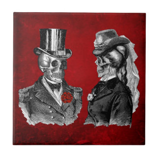 Grunge Skull Skeleton Couple Tegeltje