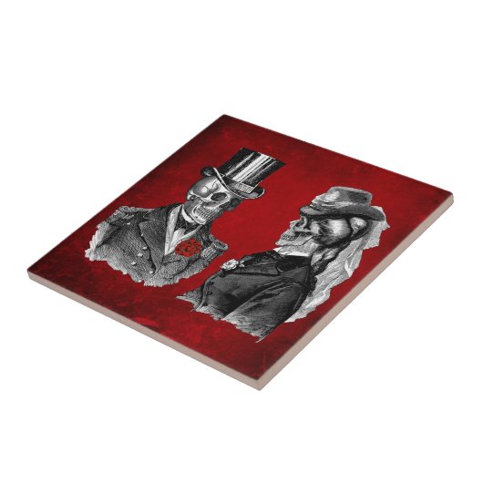 Grunge Skull Skeleton Couple Tegeltje (Zijkant)