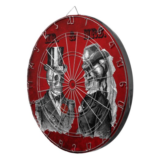 Grunge Skull Wedding & Jubileum Party Dartbord (Voorkant Rechts)