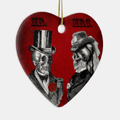 Grunge Skull Wedding & Jubileum Party Keramisch Ornament (Rechts)