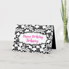 Grunge Skulls en Rozen Gothic Verjaardag Kaart