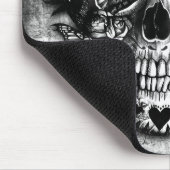 Grunge Snoep suikerschedel in zwart-wit. Muismat (Hoek)